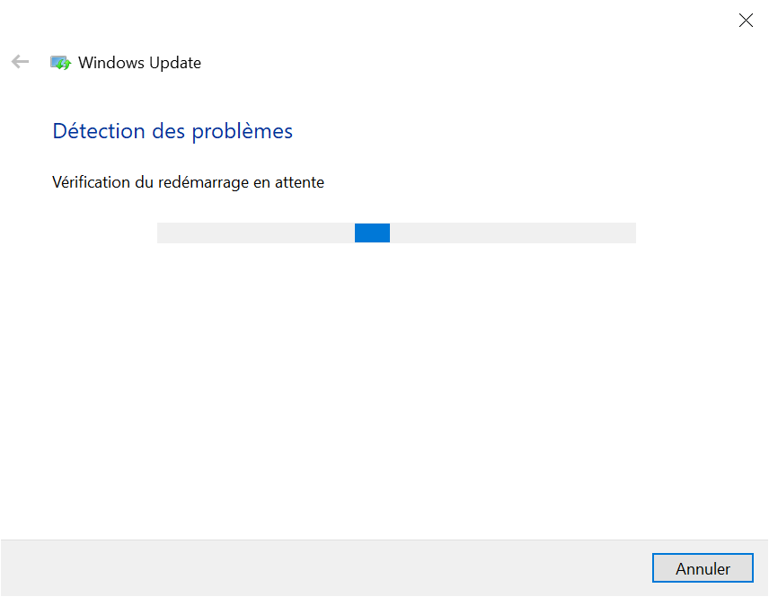 Détection des problèmes par Windows Update Troubleshooter
