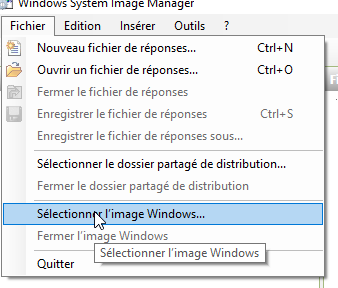 l'option sélectionner l'image windows est sélectionnée