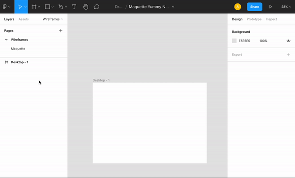 En cliquant sur l'écran Desktop-1 sur le menu à gauche, nous le renommons pour avoir notre premier écran.