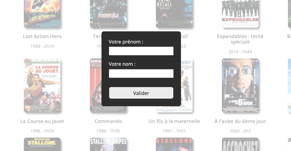 Screenshot du site Filmo Patterns avec le formulaire de connexion