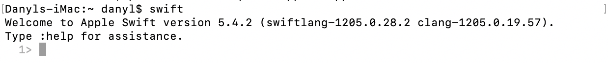 Après l'utilisation de la commande swift, Swift partage un message de bienvenue et la version sur laquelle vous travaillez