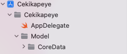 Nous ajoutons un dossier CoreData dans le dossier Model