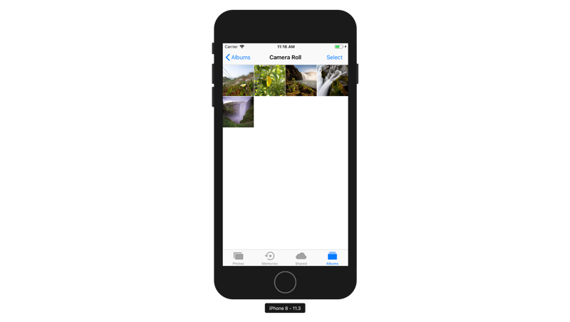 Un iPhone avec l'interface iPhoto et quelques photos