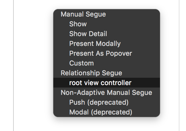 Sélection de root view controller dans une pop up