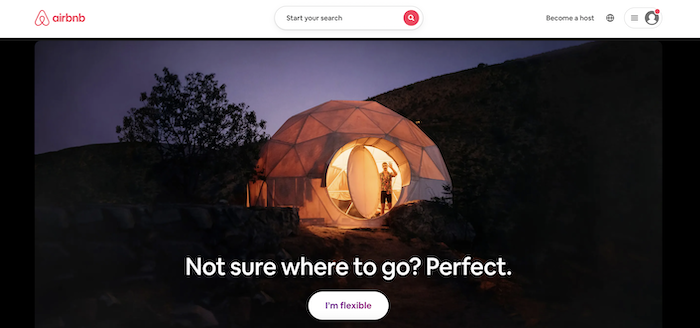 Airbnb home page