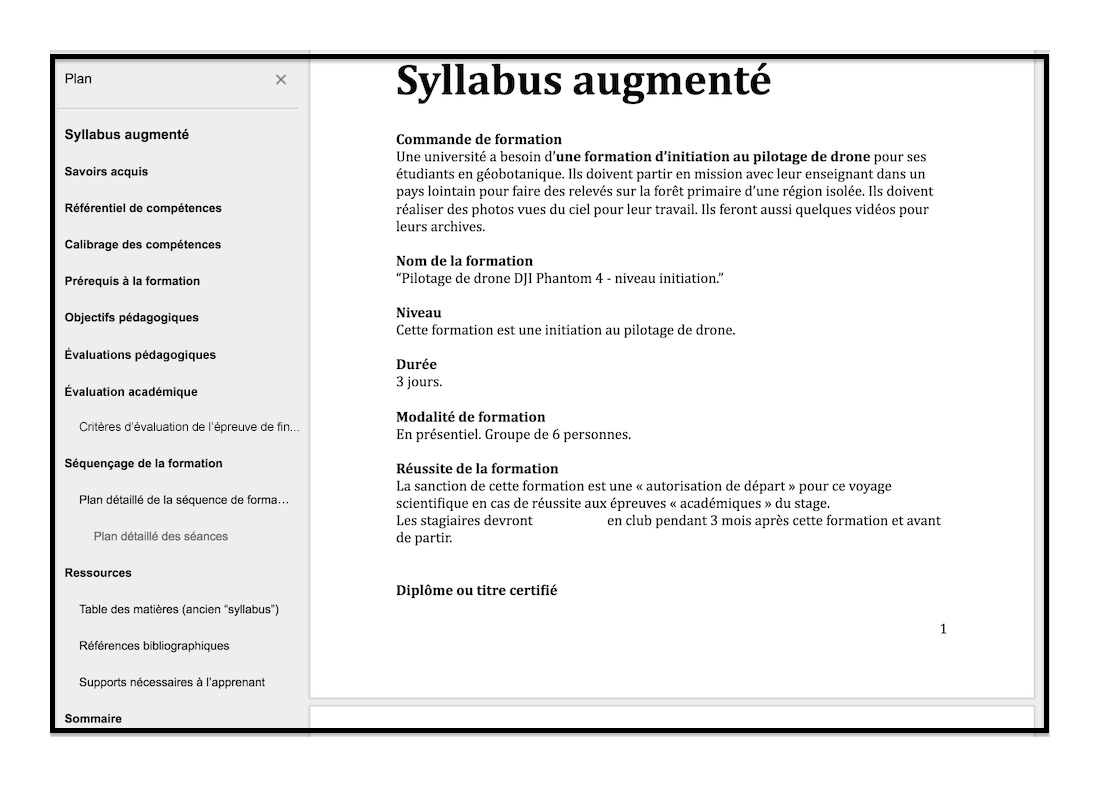 Exemple de syllabus augmenté :