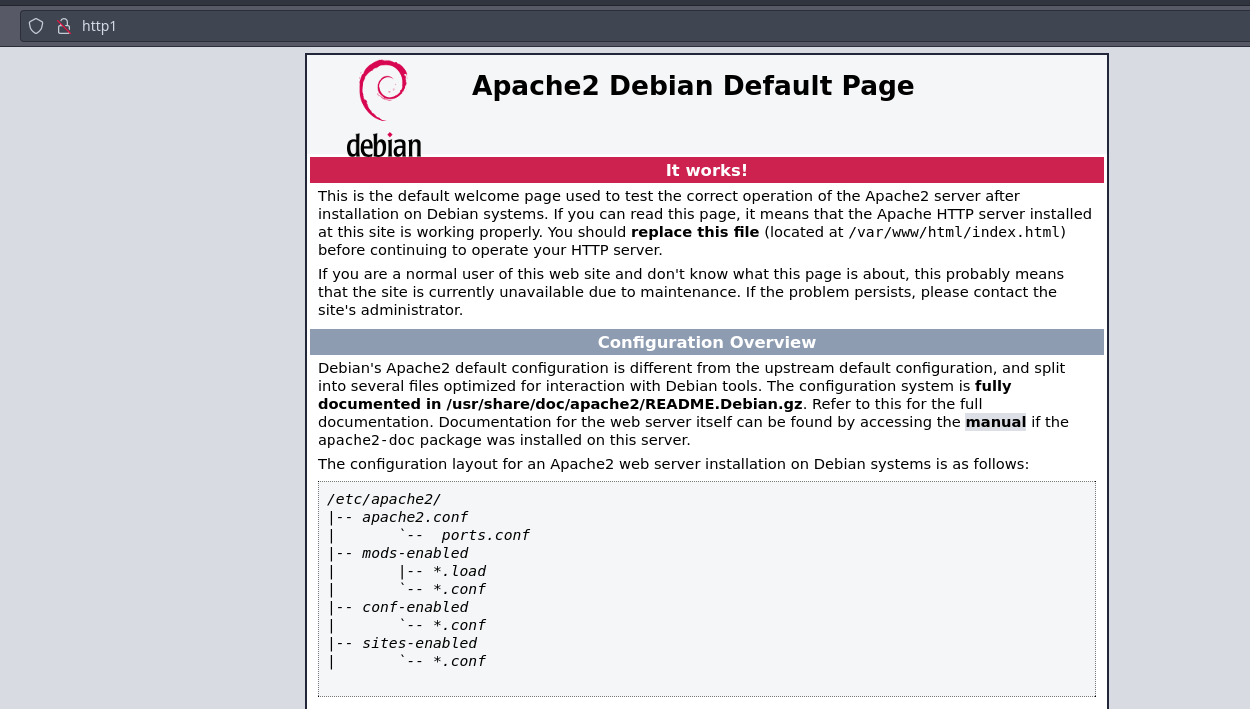 L'image montre une capture d'écran de la page de test pour Apache