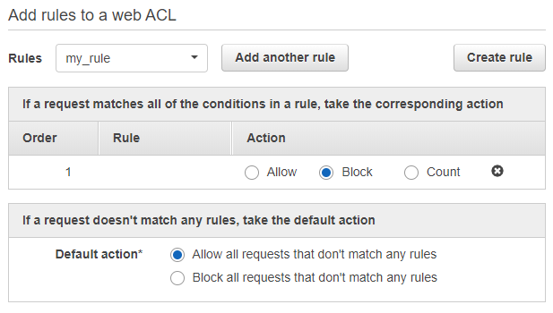 Add rules to a web ACL