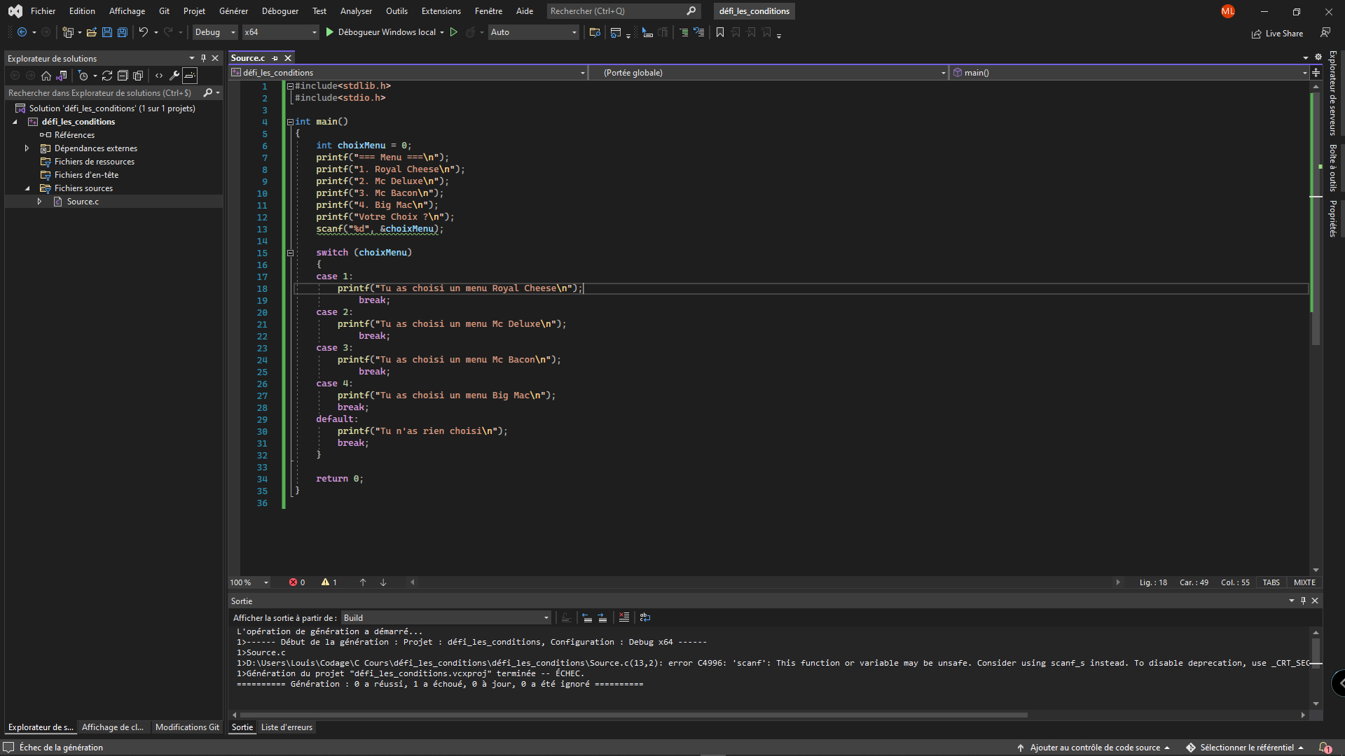 printf qui ne fonctionne pas sur mon Visual Studio par YiWan - page 1 ...