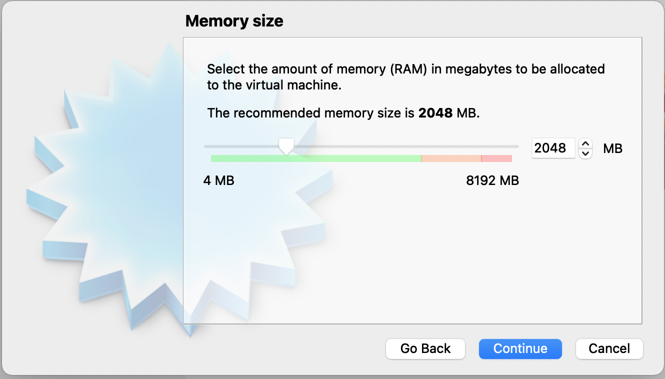 Allocating memory to the virtual machine