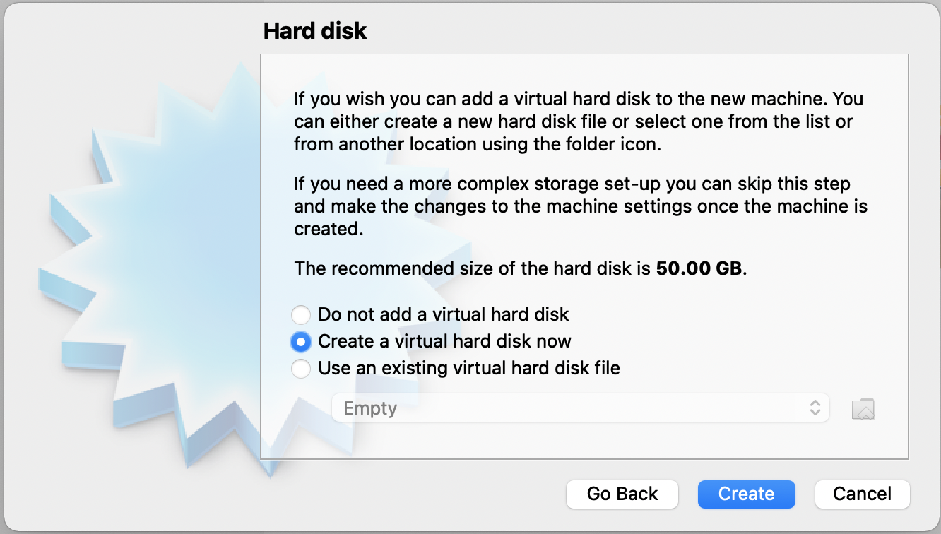 Create a new hard disk