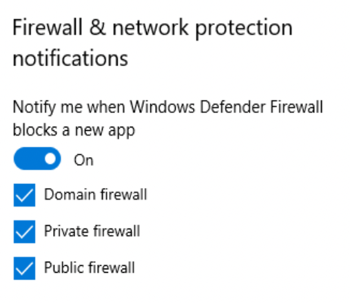 Firewall notification settings