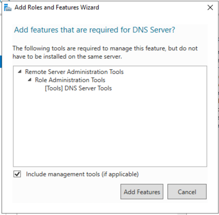 Required features for the DNS Server role