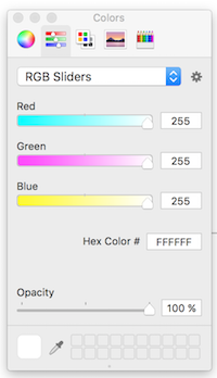 La sélection des couleur en mode RGB Sliders