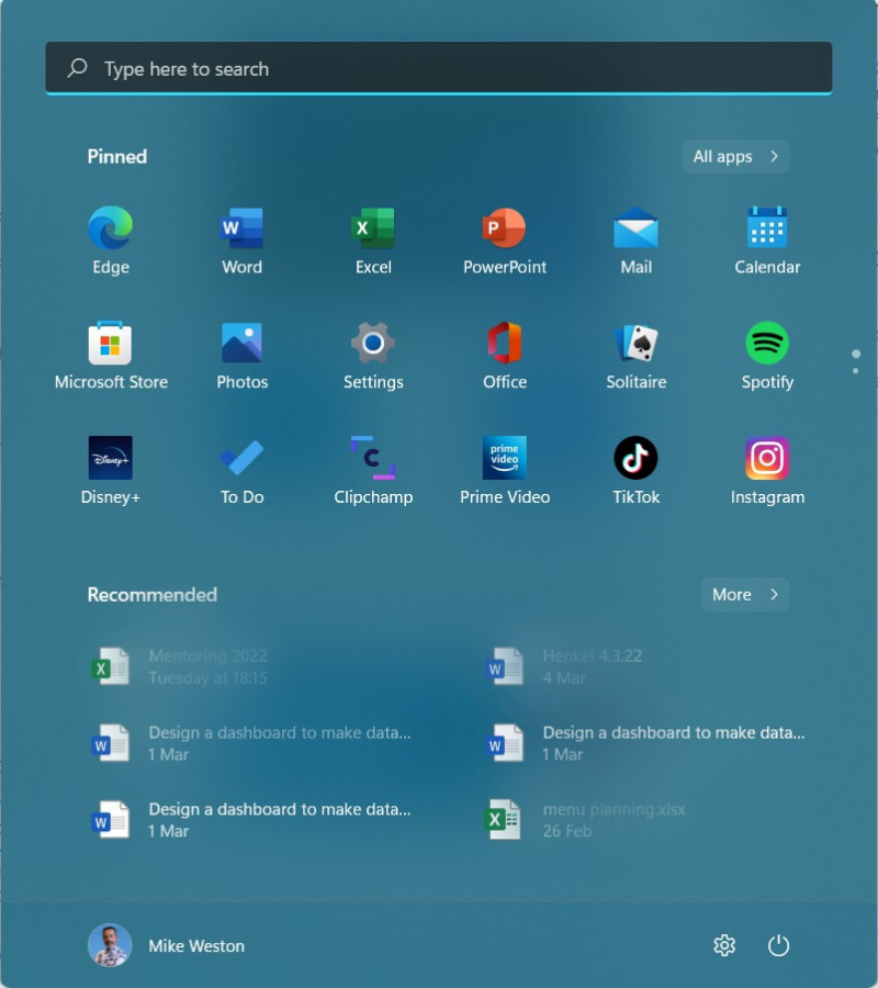 Click on the Windows Start button for a list of installed apps.