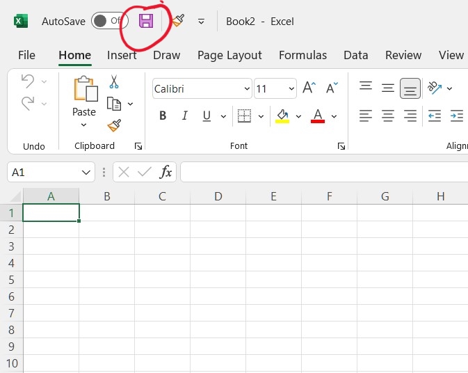 Save your workbook using the Save icon