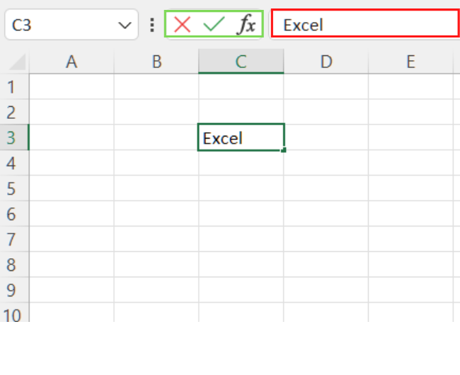 Type Excel into cell C3