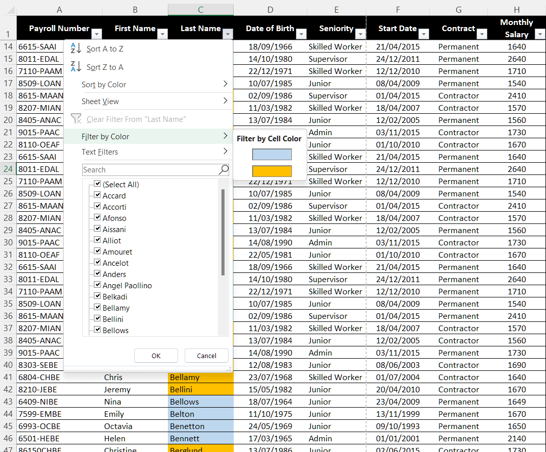 filter-by-color-excel-2016-level-2-youtube