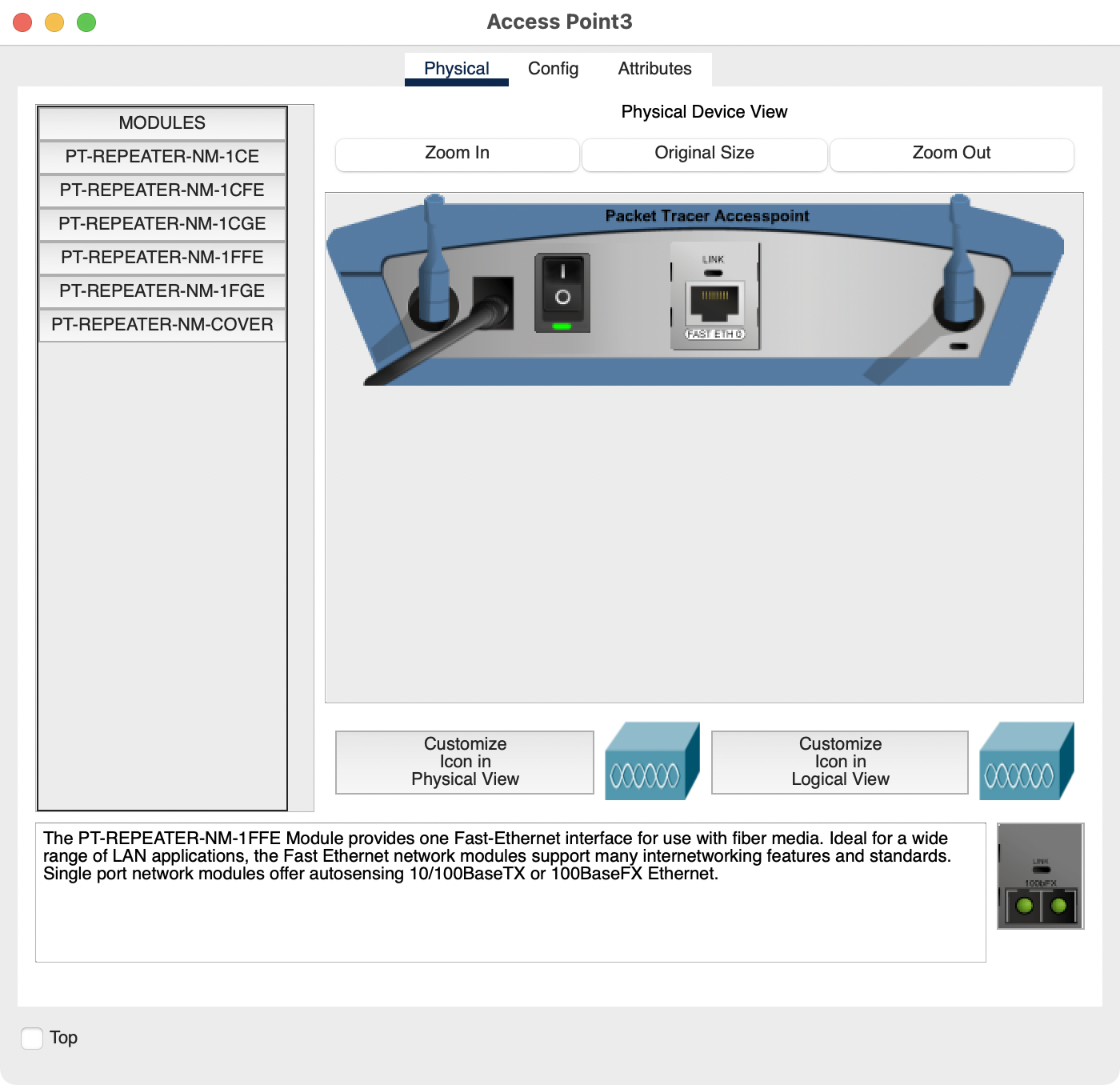 Screenshot of the Access point3 interface in Packet Tracer