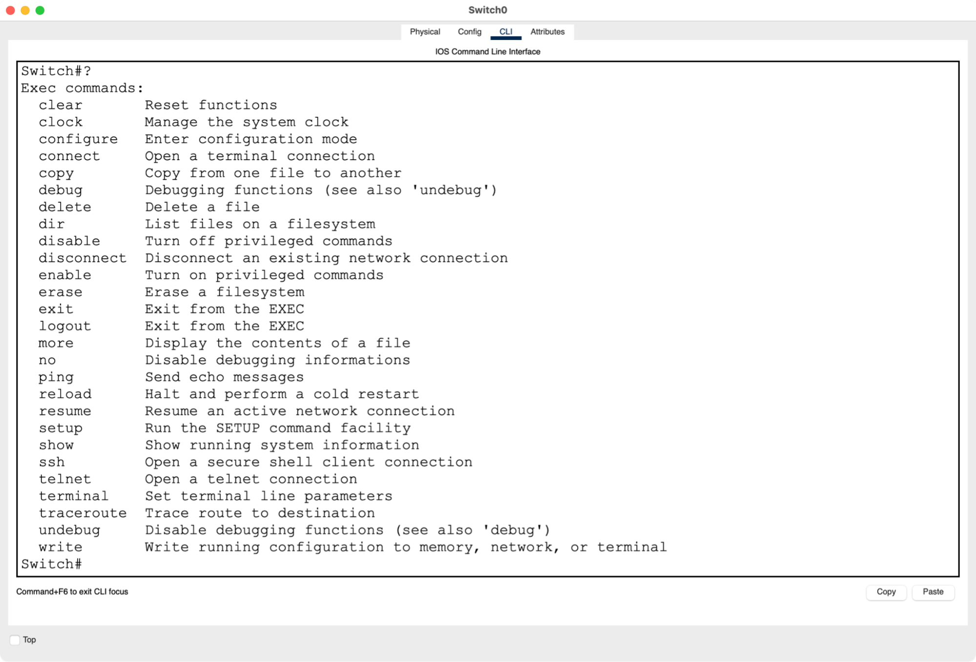 Screenshot of the command line interface