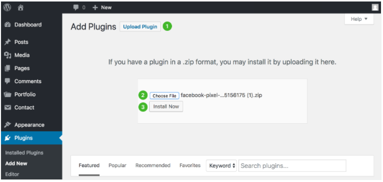 Screenshot of the plugin installation interface