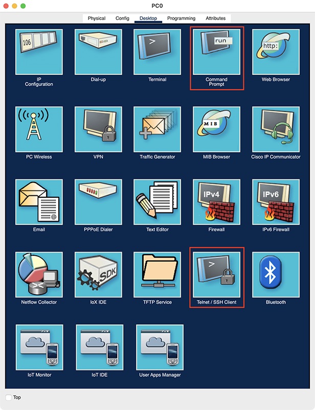 Cisco Packet Tracer interface