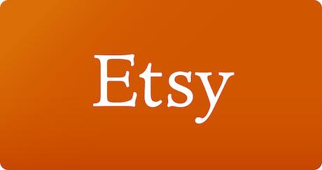The Etsy logo, white letters and an orange background.