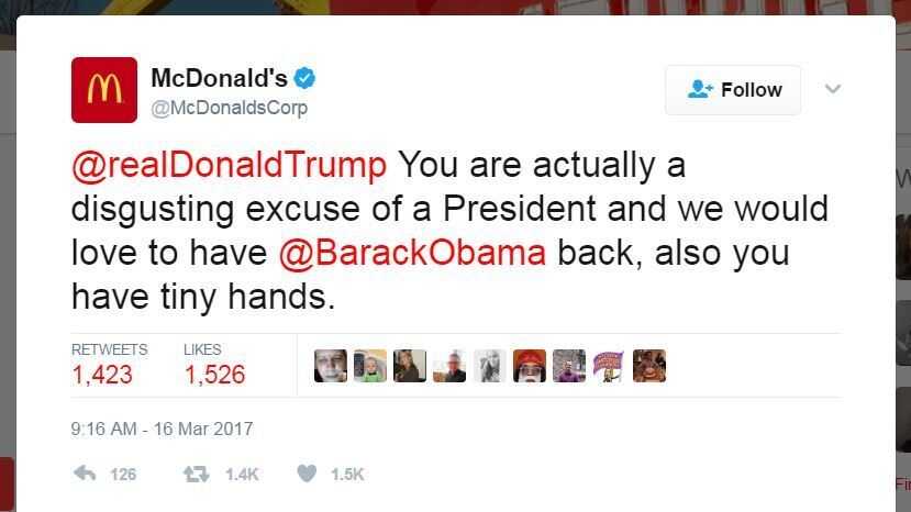 McDonald’s hacked tweet