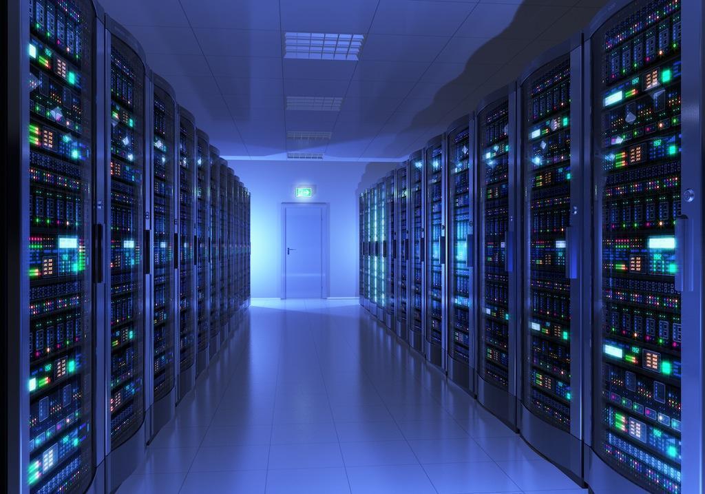 A data center containing server racks