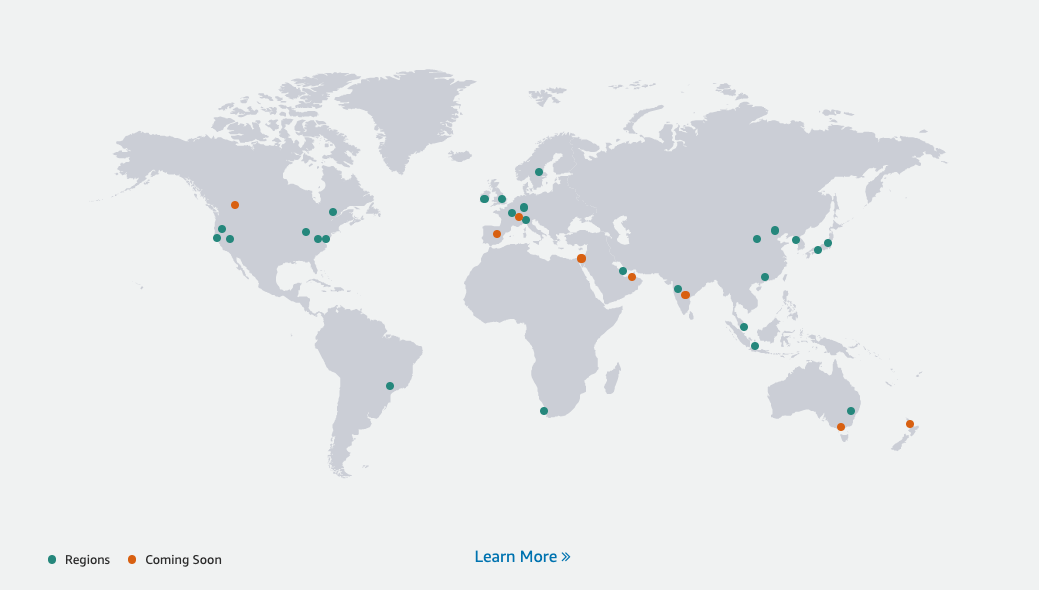 AWS data centers across the world