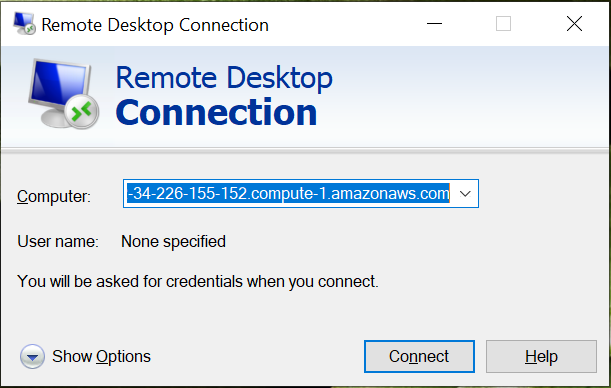 Remote Desktop Connection tool