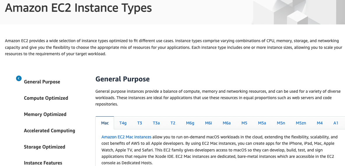 The main instance types