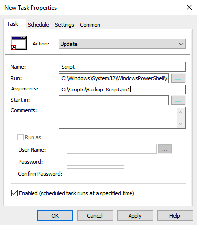 Configure scheduled task