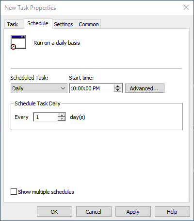 Configure the task frequency
