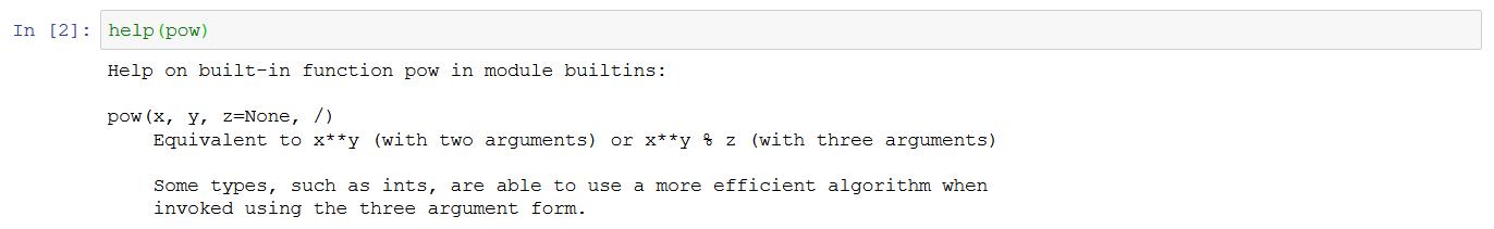 Help Documentation for the Pow Function