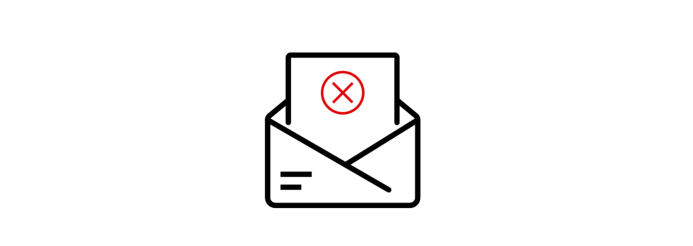 Email icon with a small x in the center.