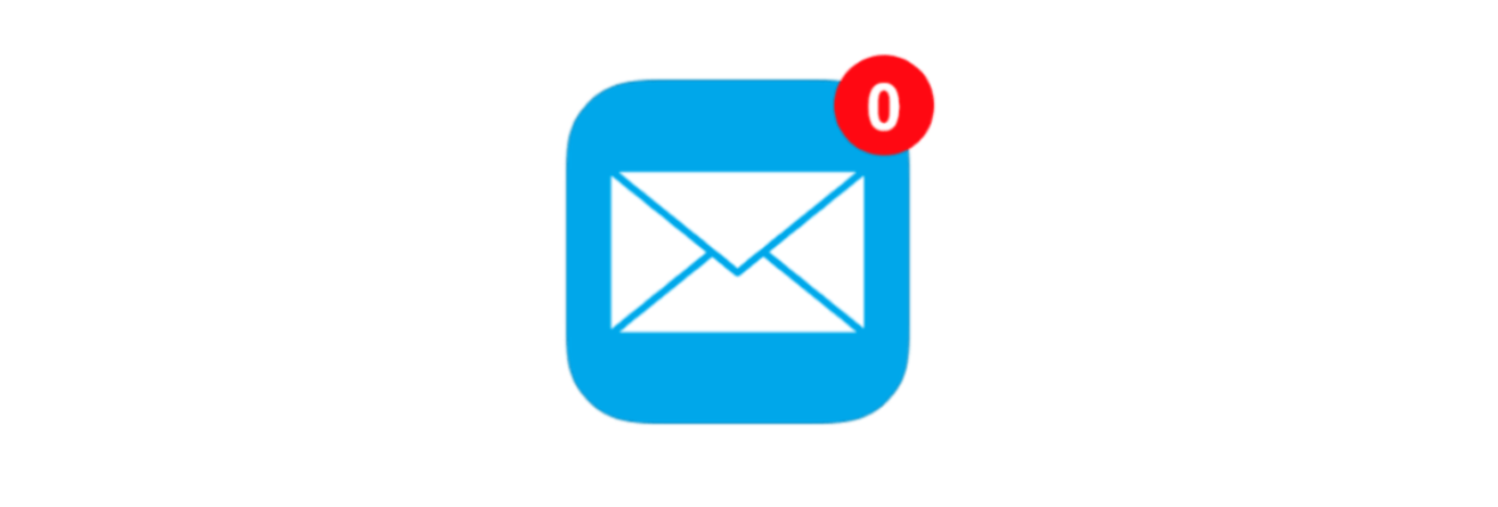 Email icon very similar to what you'd see on an iPhone with the number 0 in the upper right corner.