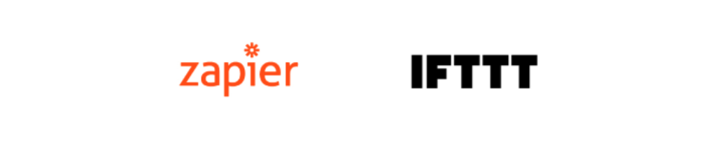 Orange Zapier and black IFTTT logos.