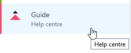 L'option Guide - Help centre s'affiche. Sur la gauche, il y a un icône avec un triangle orange et un plus petit triangle bleu au-dessus.