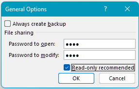 Choose the required protection for your file