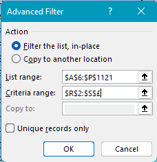 Don’t forget to include the header row in the criteria range