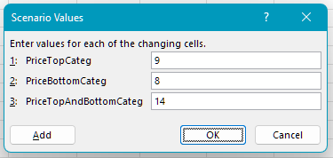 Enter your boss’s scenario values for each changing cell