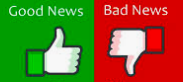 Left part of the image shows a 'thumbs up icon' and a title 'Good News', while left one shows a 'thumbs down icon' and is titled 'Bad News'