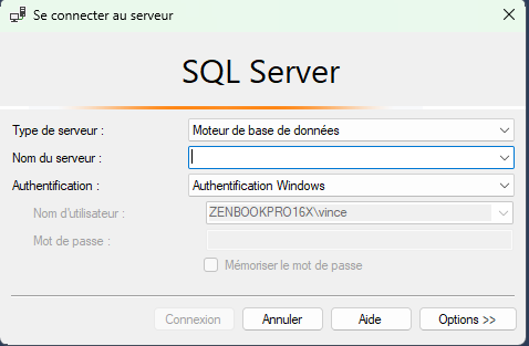 SQL Server : connexion au serveur