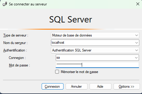 SQL Server : connexion au serveur avec le nom de serveur mentionné