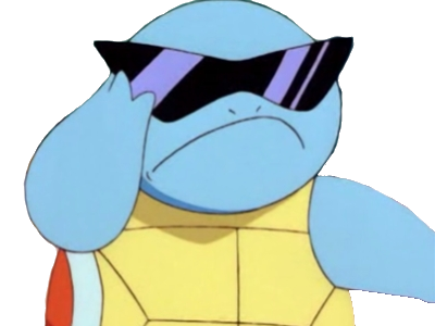 Une image du pokemon Carapuce avec des lunettes de soleil