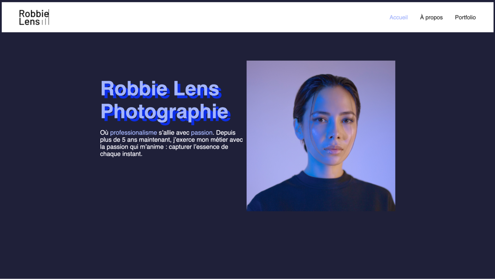 On reprend le visuel de la page web de Robbie Lens. Mais le titre