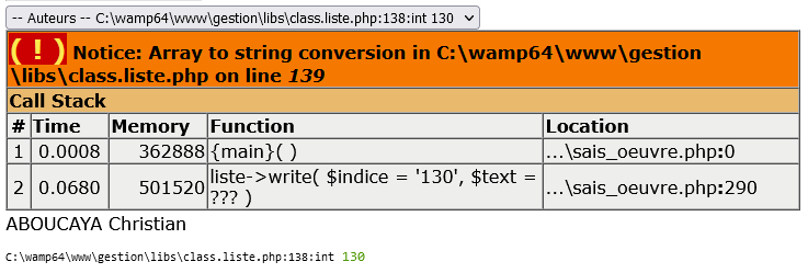 Notice: Array to string conversion in C: par labourette - OpenClassrooms