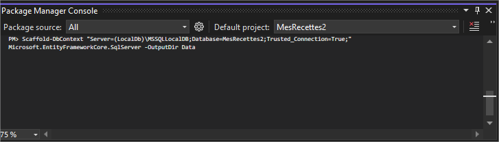 Visual Studio : instruction Scaffold-DbContext
