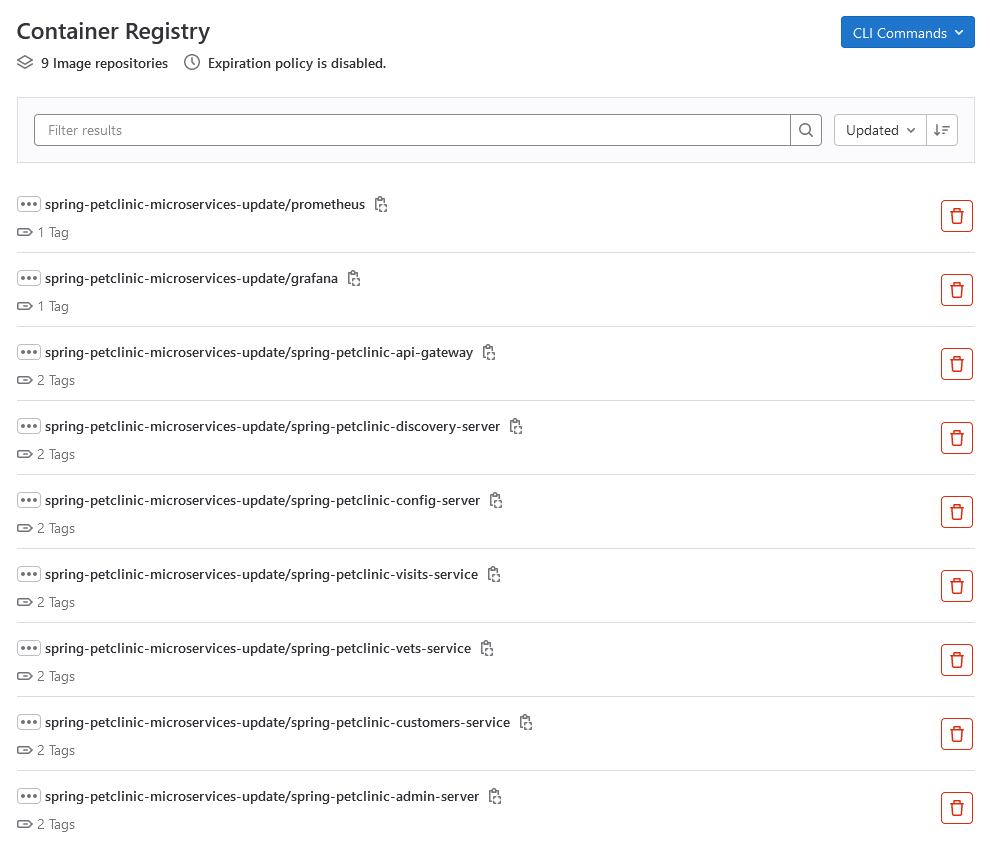 Le registry GitLab présente les différents packages du pipeline.